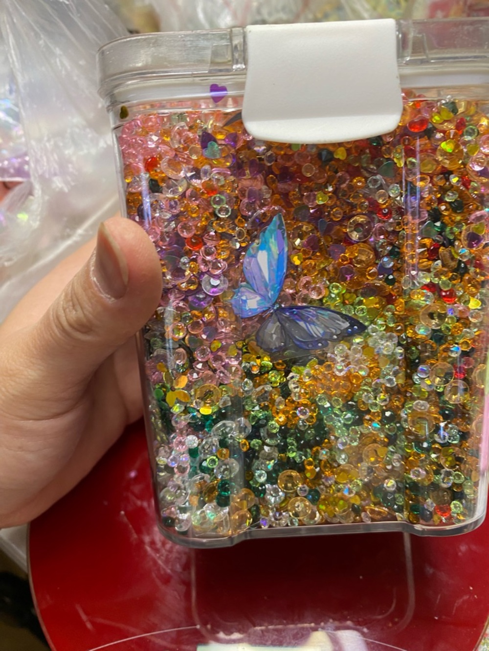 Clear Glitter Butterfly Phone Case - Multicolor